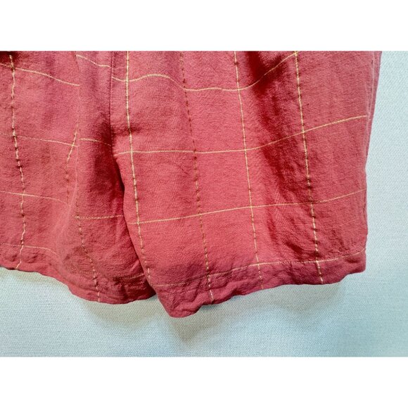Liz Claiborne Womens Linen Blend Shorts Size 10 Pink Windowpane Casual Summer - Picture 9 of 11